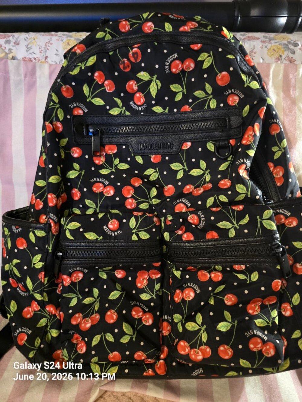 Madden NYC Black Cherry 17" Double Pocket Backpack - NWO - Picture 5 of 6
